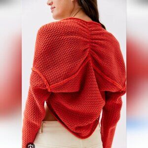 UO URBAN OUTFITTERS | Tess Ruched Shrug Sweater Orange Sz S